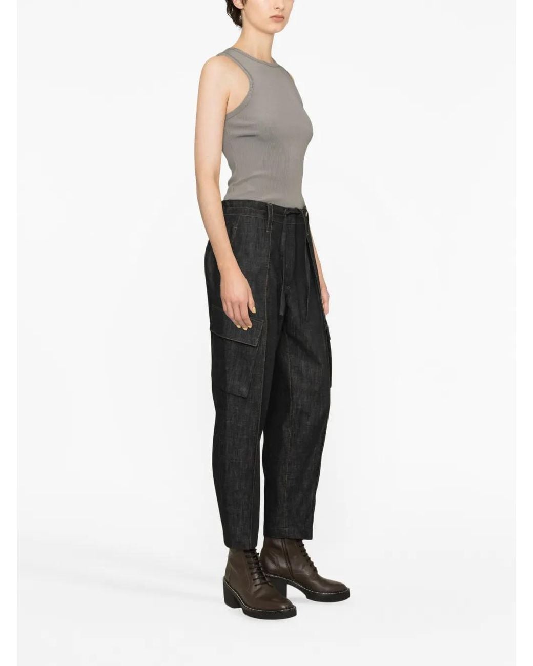 Brunello Cucinelli Black Denim Cargo Trousers