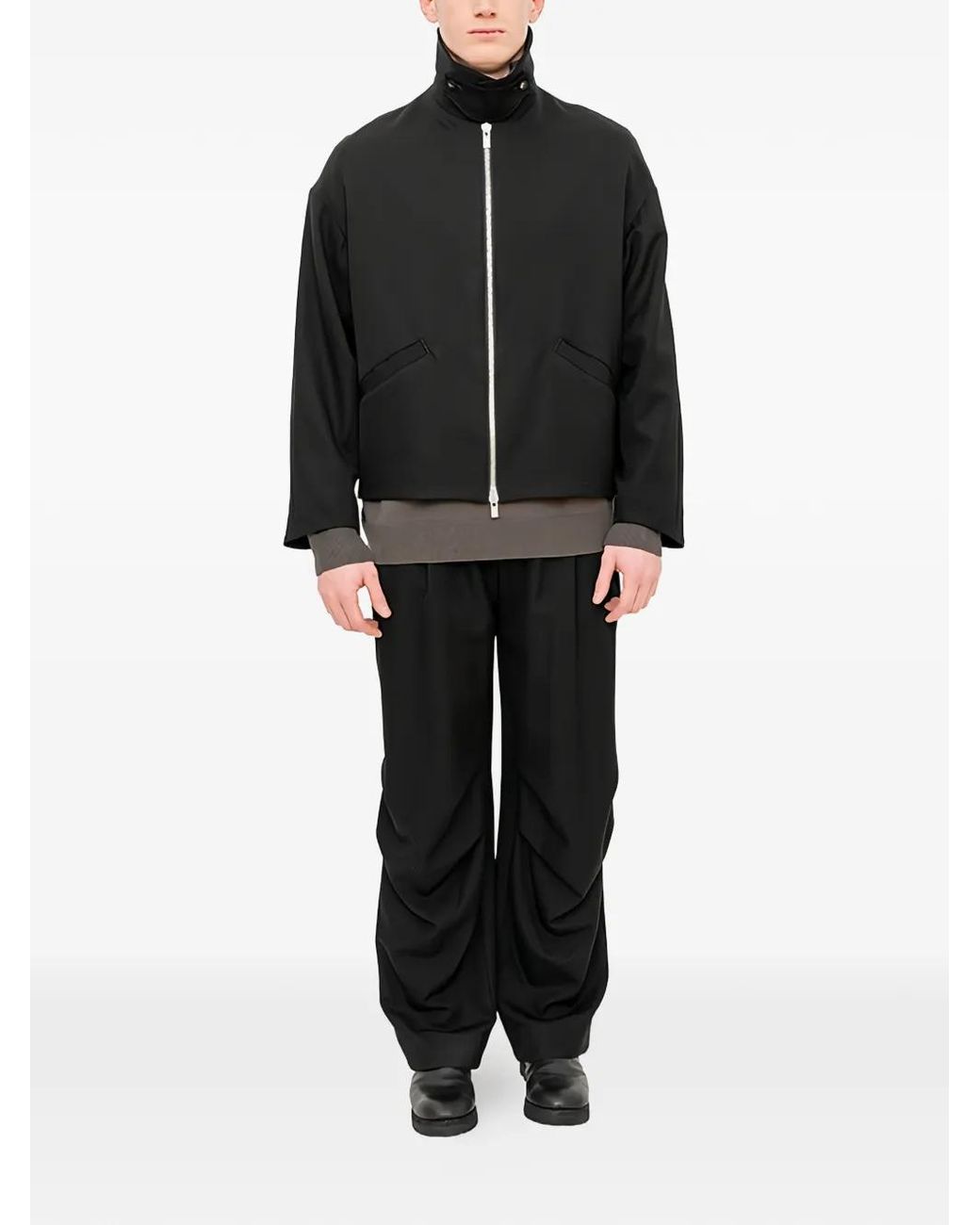DEVOA Black Zip-Up Jacket for men