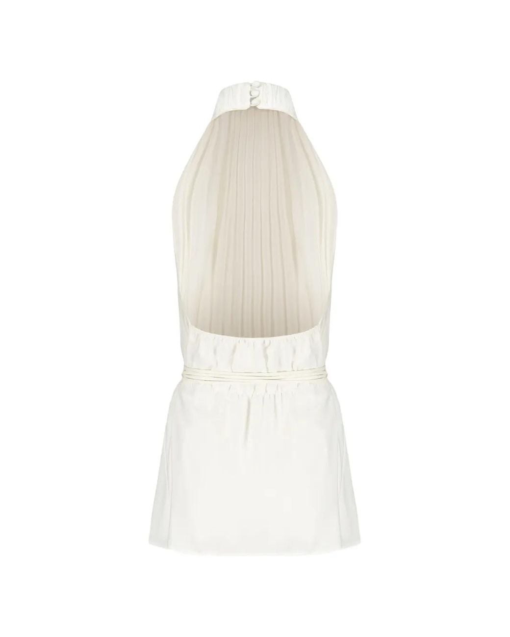 Ellery White Pleated Open-Back Blouse