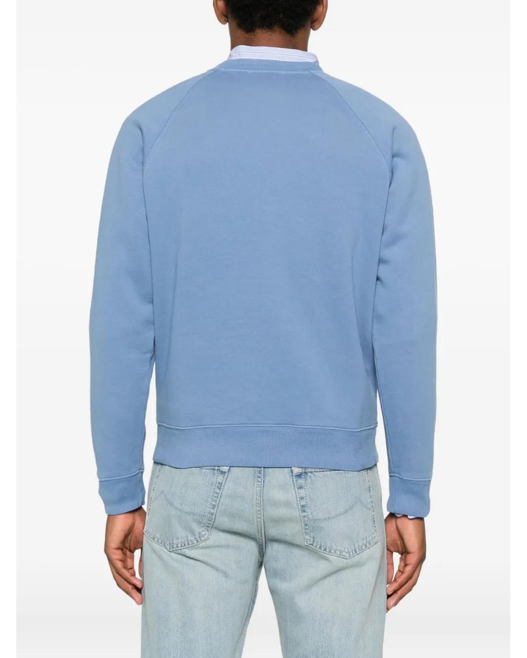 Tom Ford Blue Raglan-Sleeve Crew-Neck Sweatshirt for men