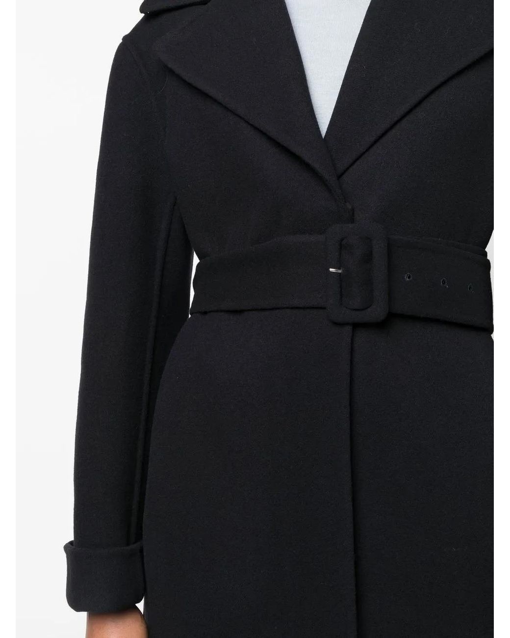 Jil Sander Black Long-Sleeve Belted Wool Coat
