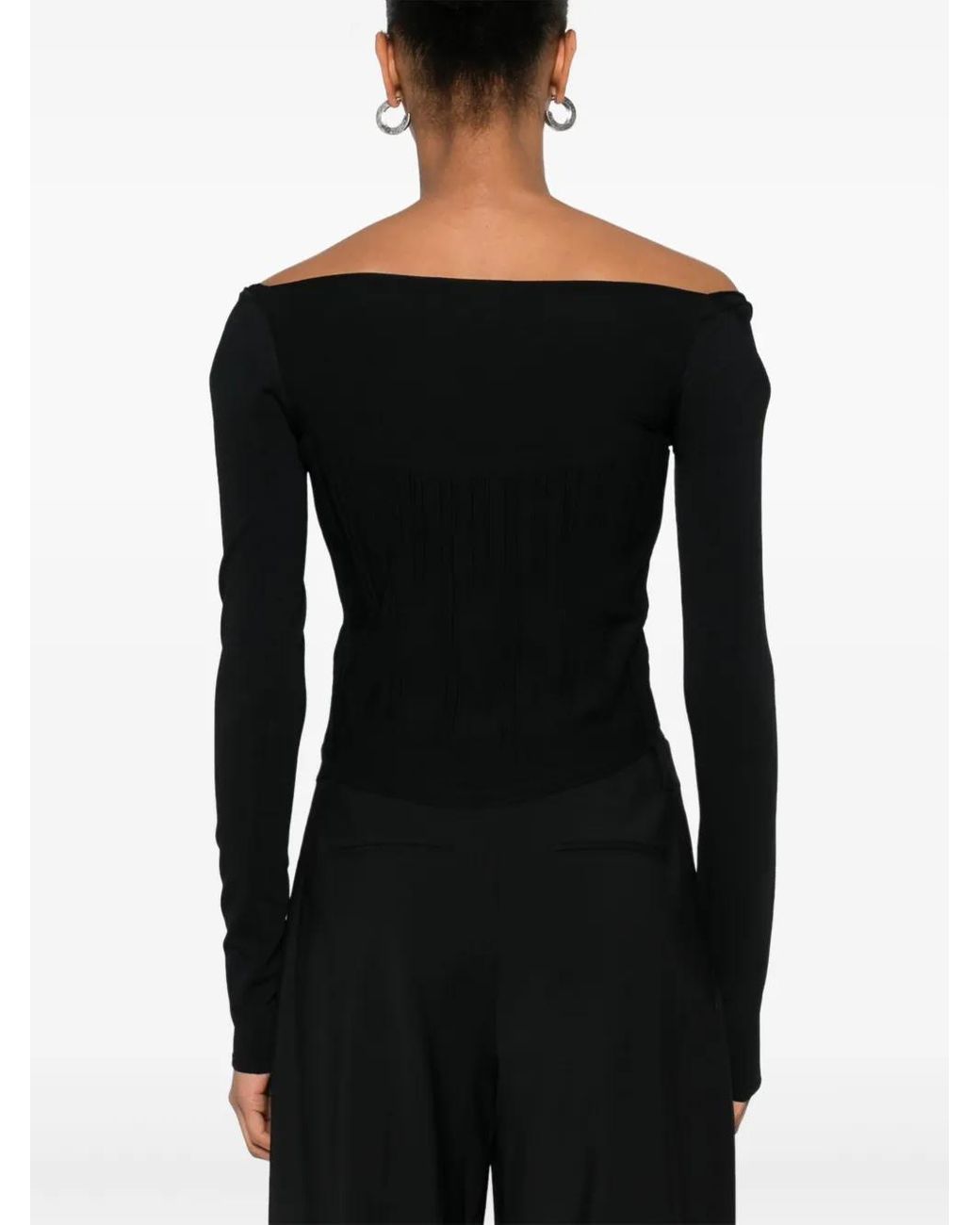 Mugler Black Boning-Detail Sweater