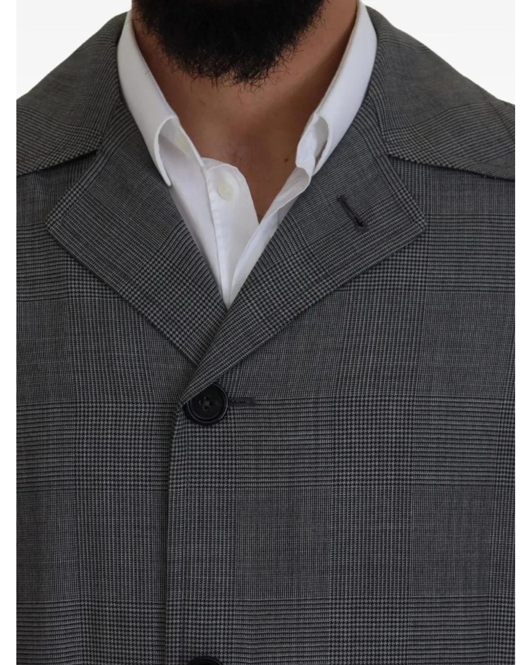 Dolce & Gabbana Black Plaid Notched-Lapel Coat for men