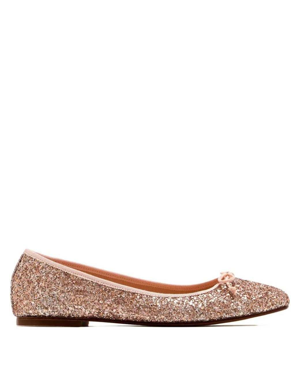 House Of Ballerinas Brown Glitter Bow-Detail Ballet Flats