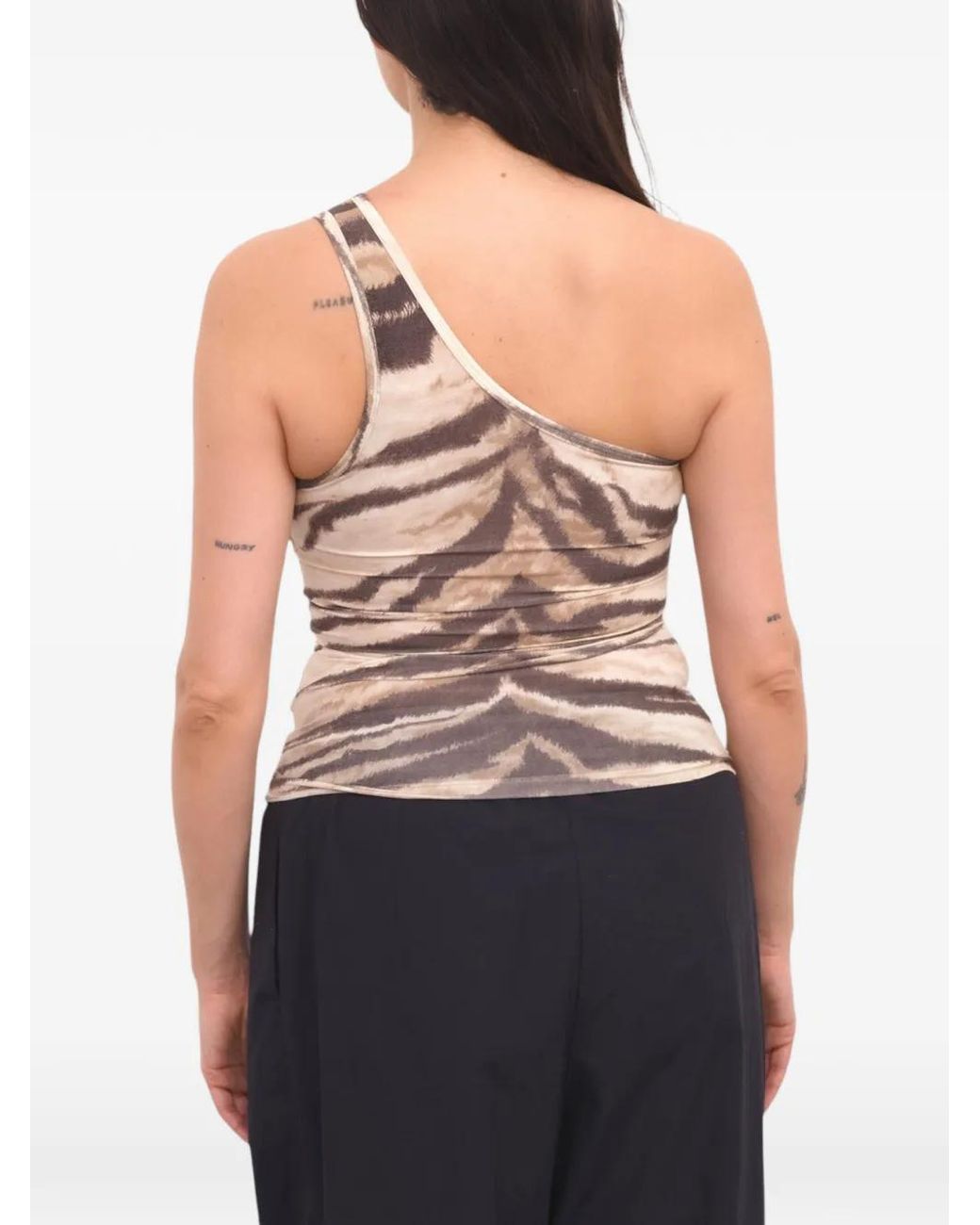Baserange Natural Speck One-Shoulder Top