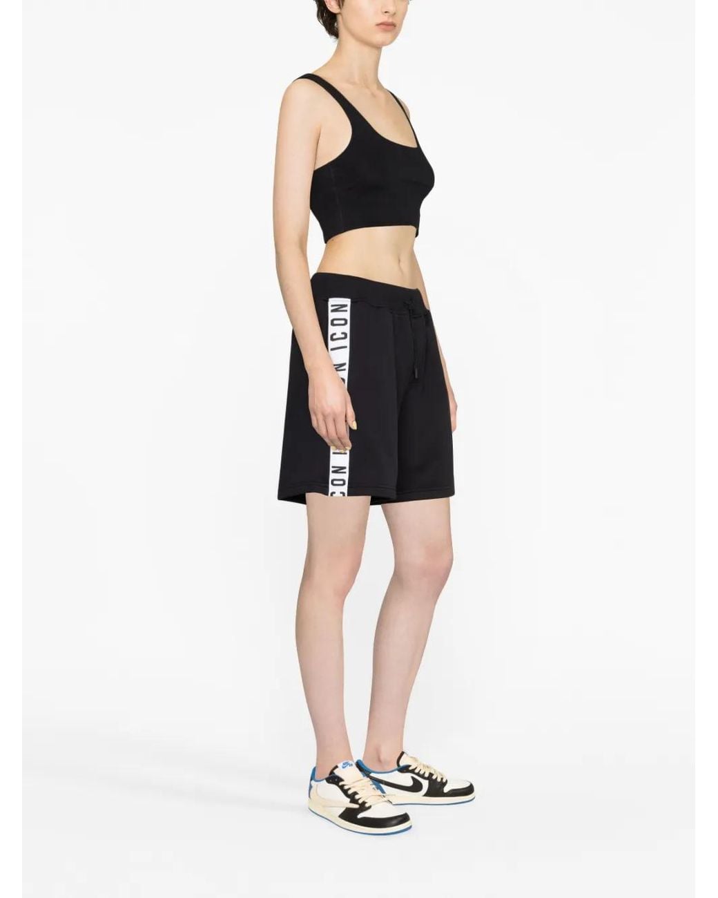 DSquared² Black Icon-Stripe Drawstring Shorts