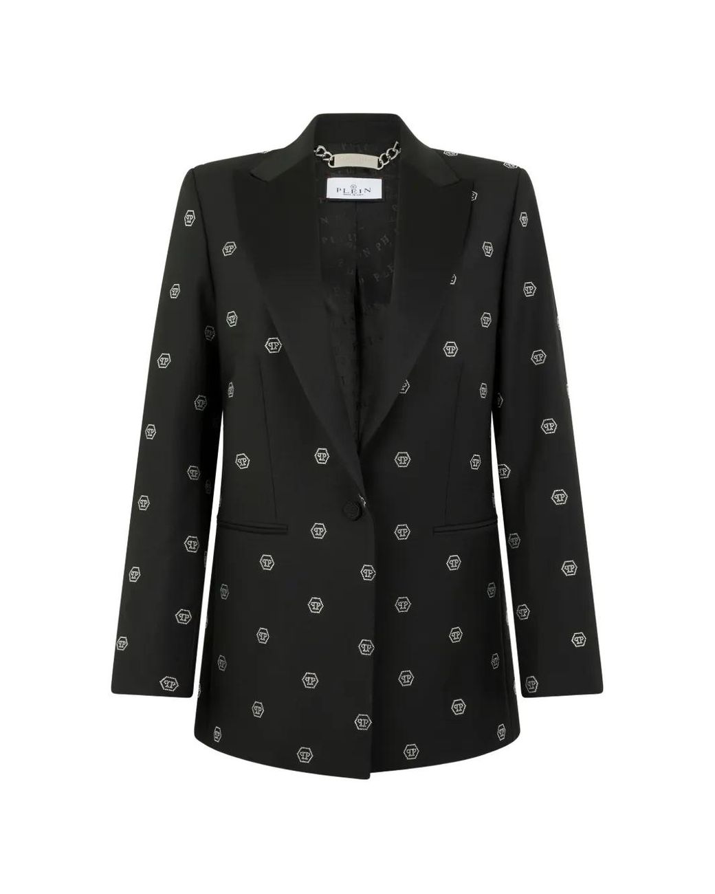 Blazer Con Monograma De Strass Philipp Plein de color Black