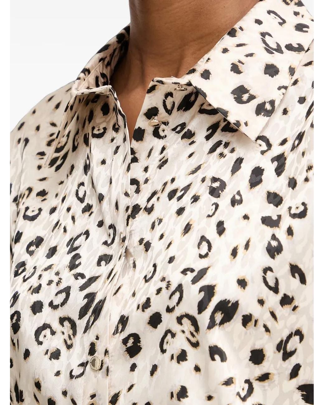 Morgan White Leopard-Print Button-Down Shirt