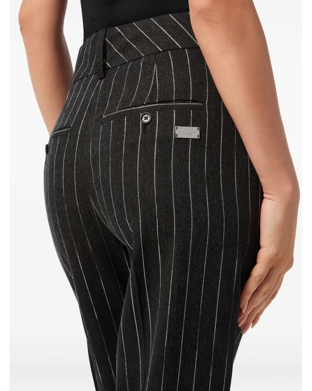 Philipp Plein Black Pinstriped Trousers