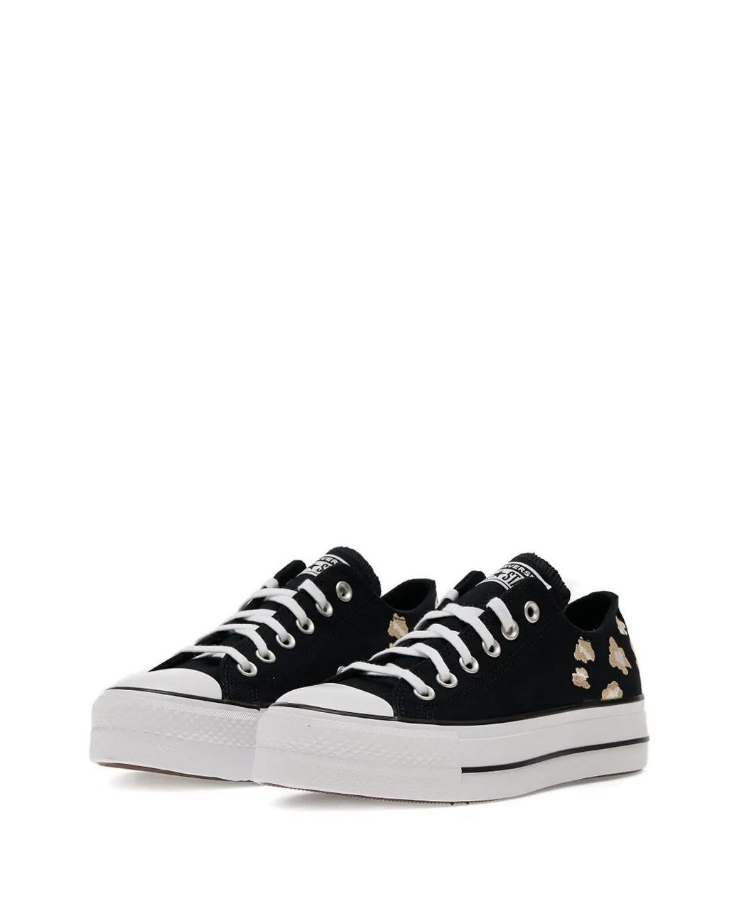 Converse Black Chuck Taylor Leopard-Print Platform Sneakers