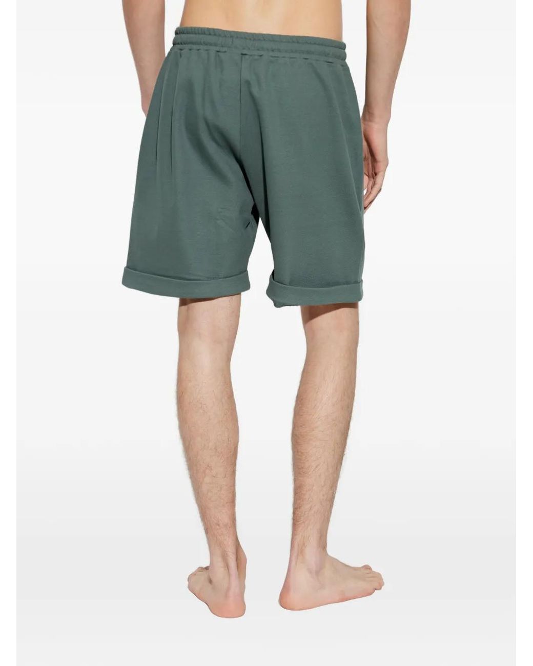 Hanro Green Drawstring-Waist Turn-Up Shorts for men