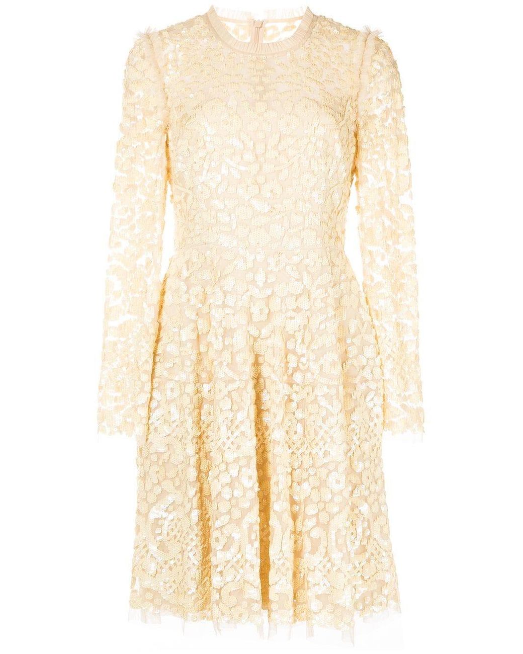 Needle & Thread Floral Daze Sequin-embellished Mini Dress in Natural | Lyst