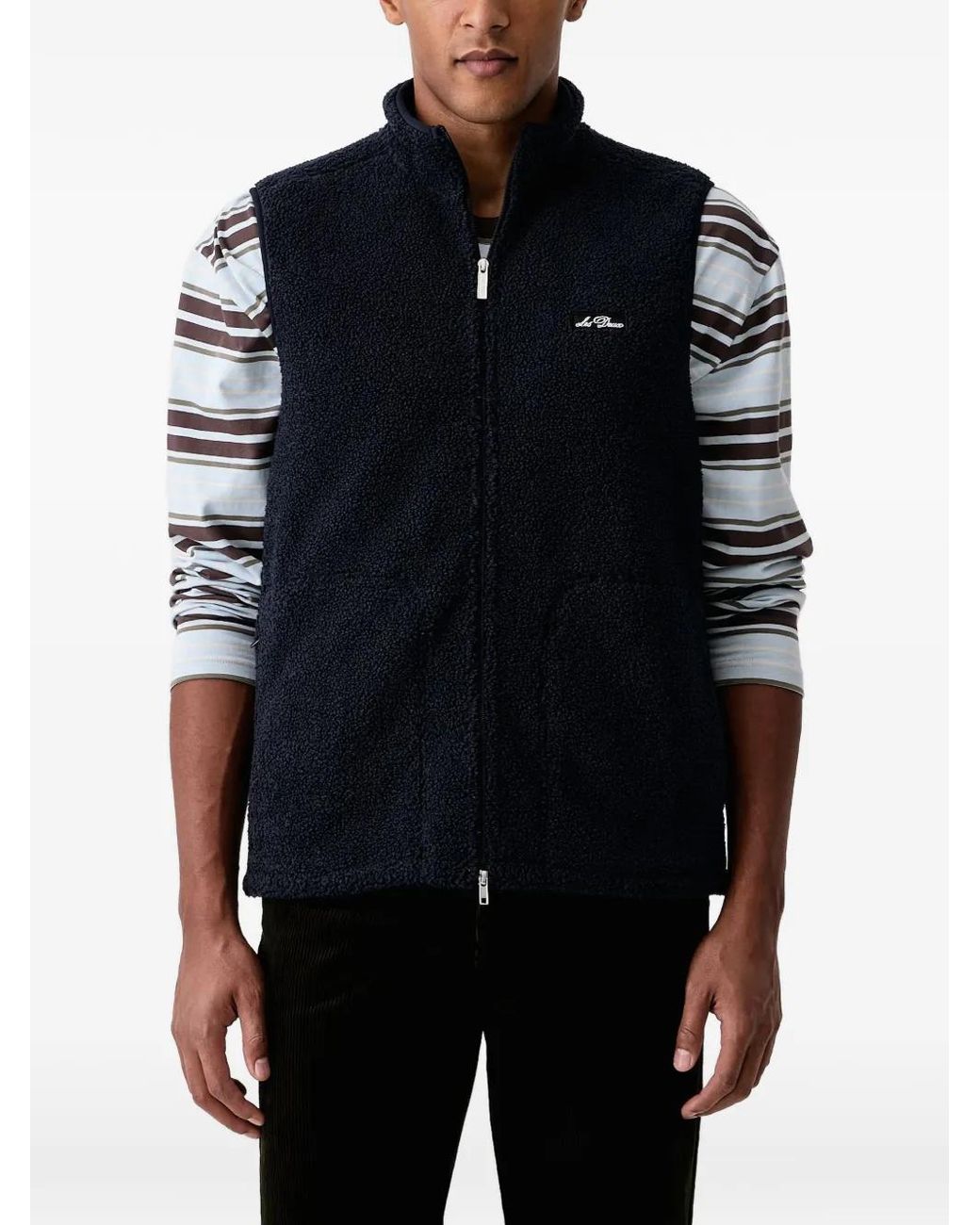 Les Deux Blue Logo-Patch Fleece Vest for men