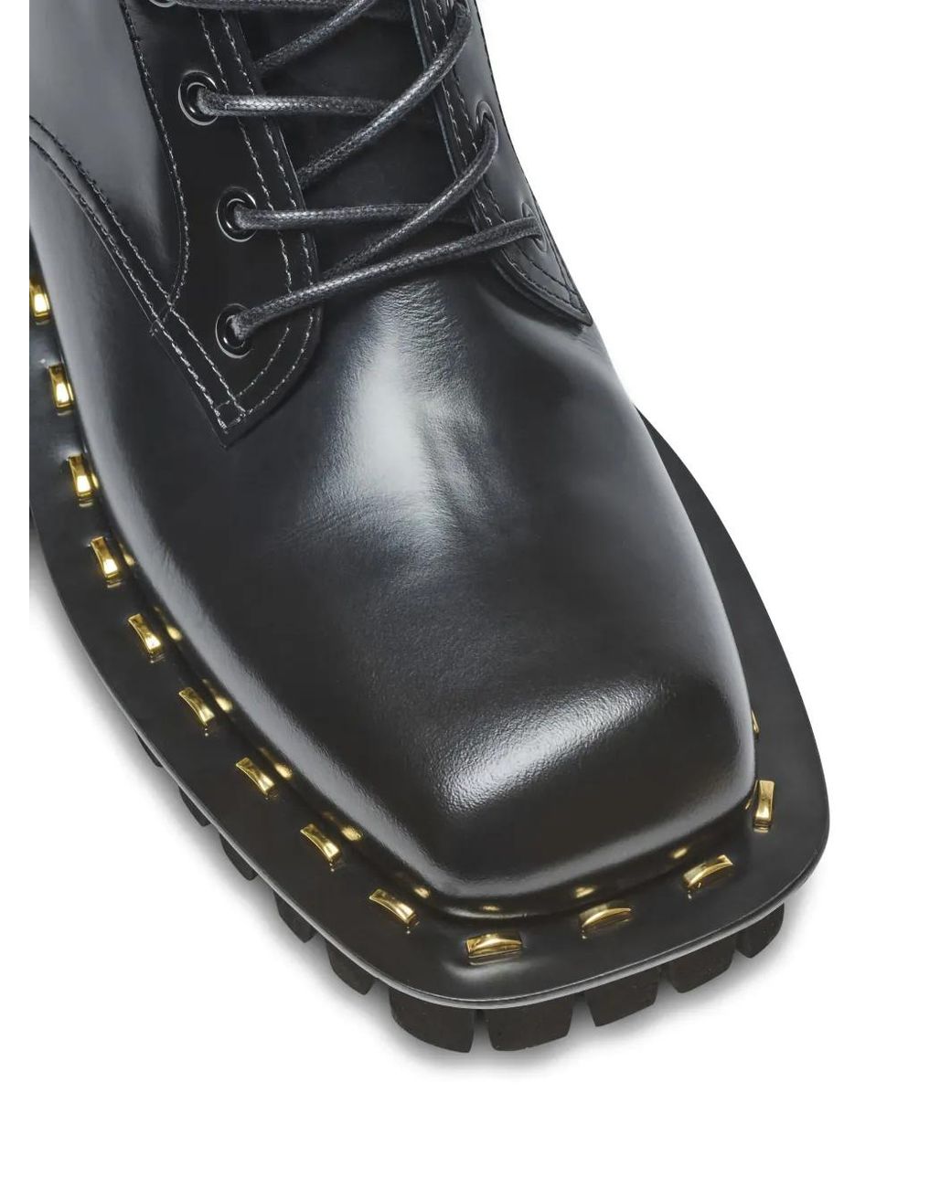 Balmain Black Glazed Leather Studded Boots for men
