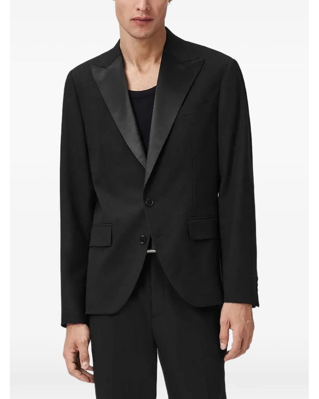 AllSaints Black Germain Single-Breasted Blazer for men