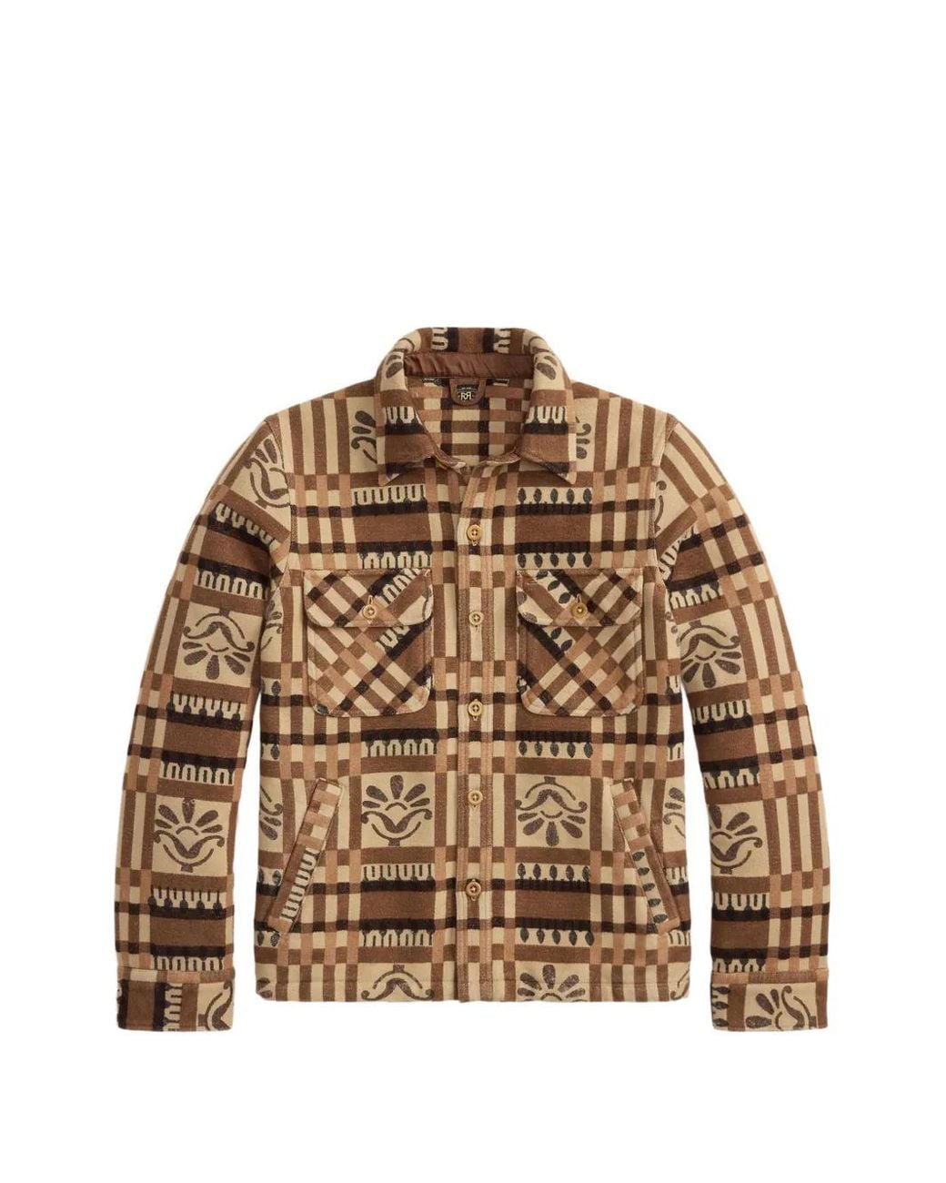 RRL Brown Patterned Check Shirt