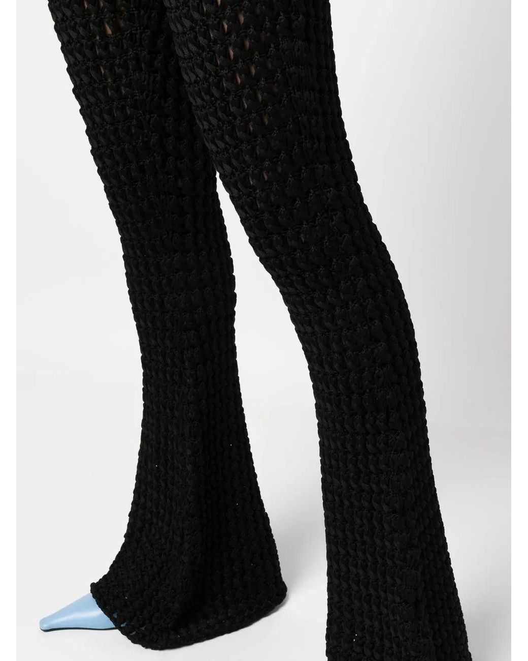 Moschino Black Crochet-Knit Flared Trousers