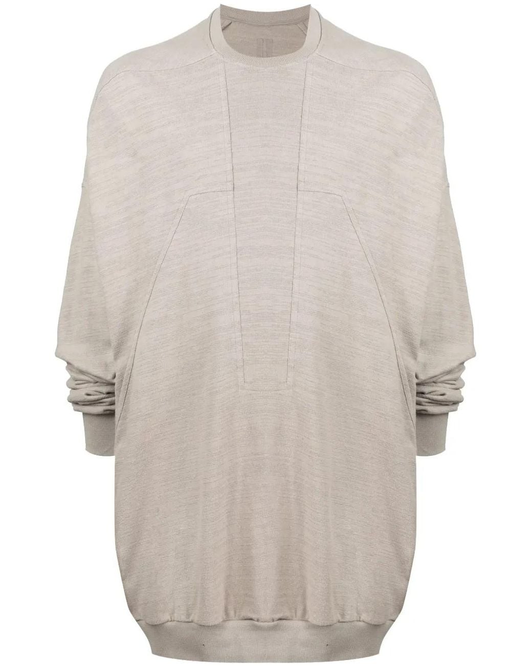 Rick Owens White Slub Panelled Sweatshirt for men