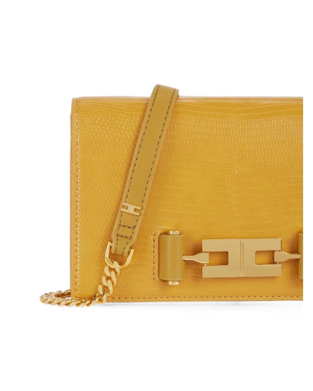 Elisabetta Franchi Orange Shoulder Bag With Groumette Chain
