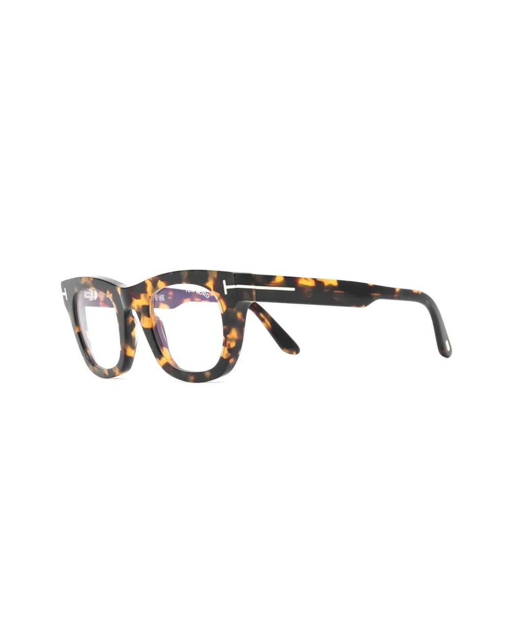 Tom Ford Blue Tortoiseshell-Effect Square-Frame Glasses for men