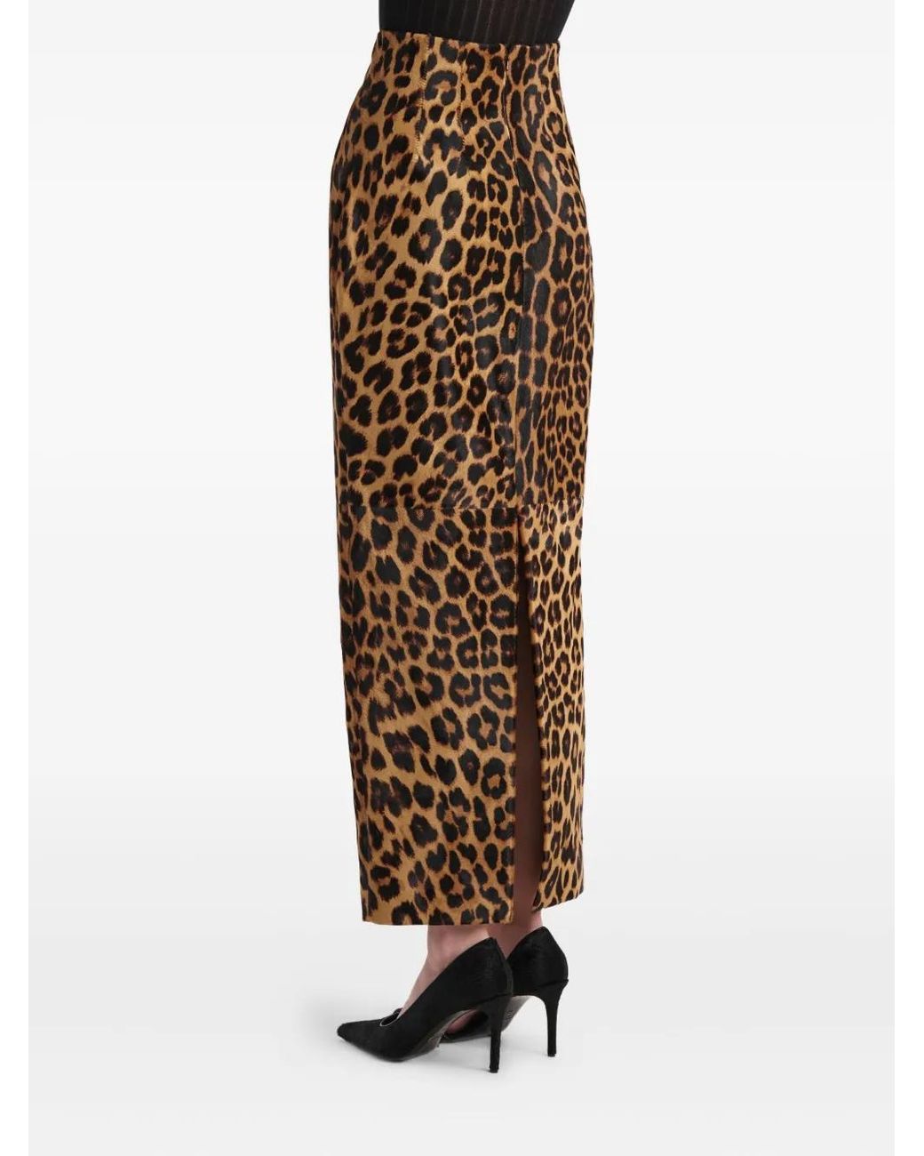 Khaite Maxi-Rok Met Luipaardprint En Split in het Brown