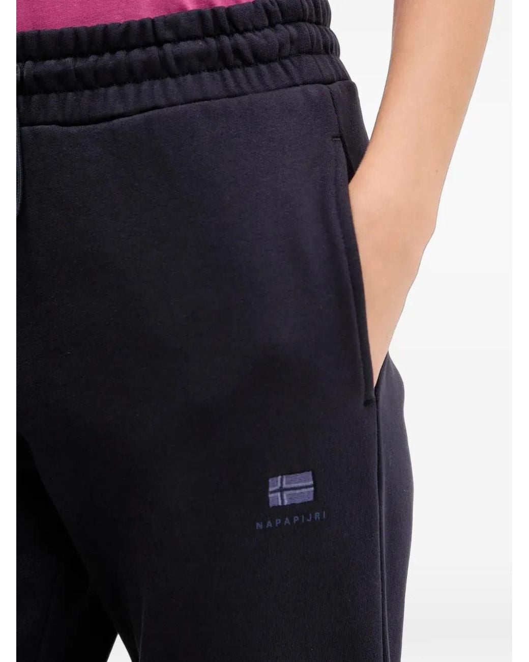 Napapijri Blue Drawstring Logo-Patch Track Pants