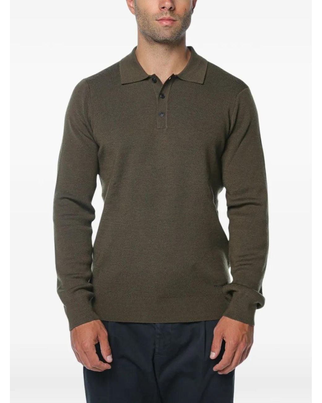 Trussardi Green Wool Polo Shirt for men
