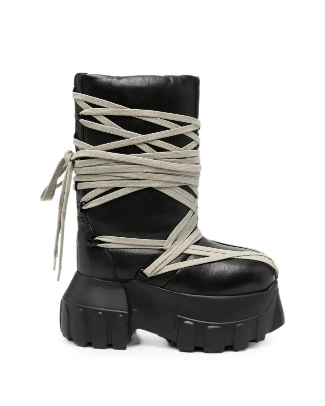 Rick Owens Black Megalace Lunar Mega Tractor Lace-Up Boots