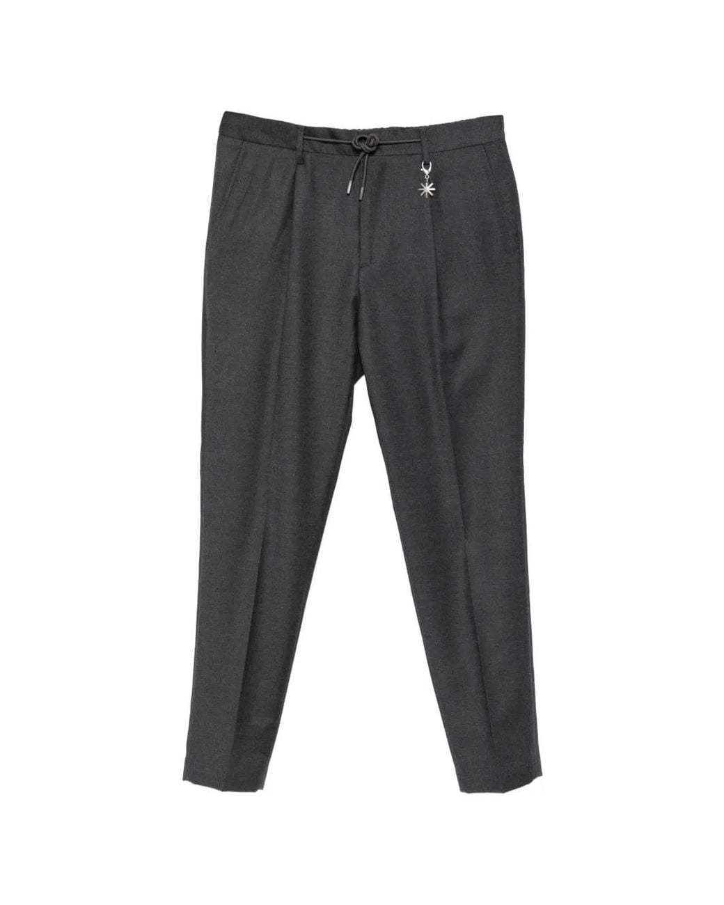 Manuel Ritz Gray Drawstring Flannel Trousers for men