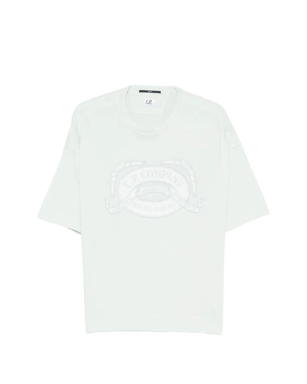 C P Company White 20/1 Jersey Short-Sleeve Boxy Logo T-Shirt for men
