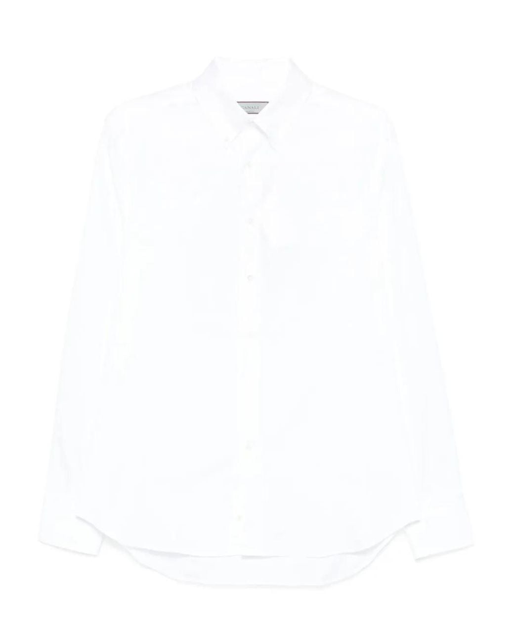 Canali White Long-Sleeve Cotton Shirt for men