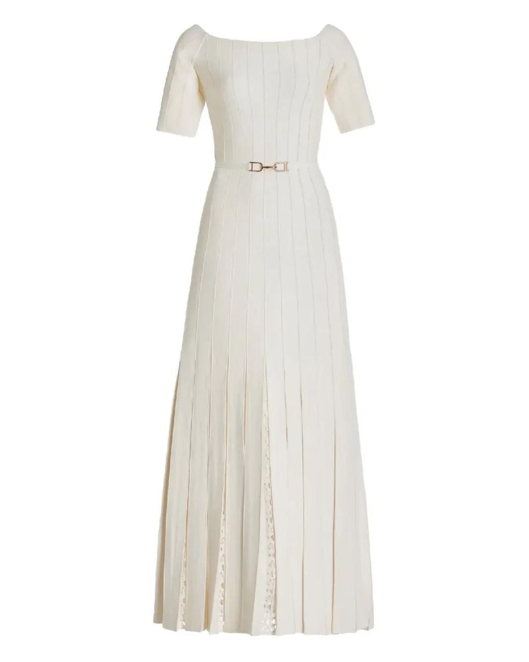 Gabriela Hearst White Kurt Off-Shoulder Pleated Dress