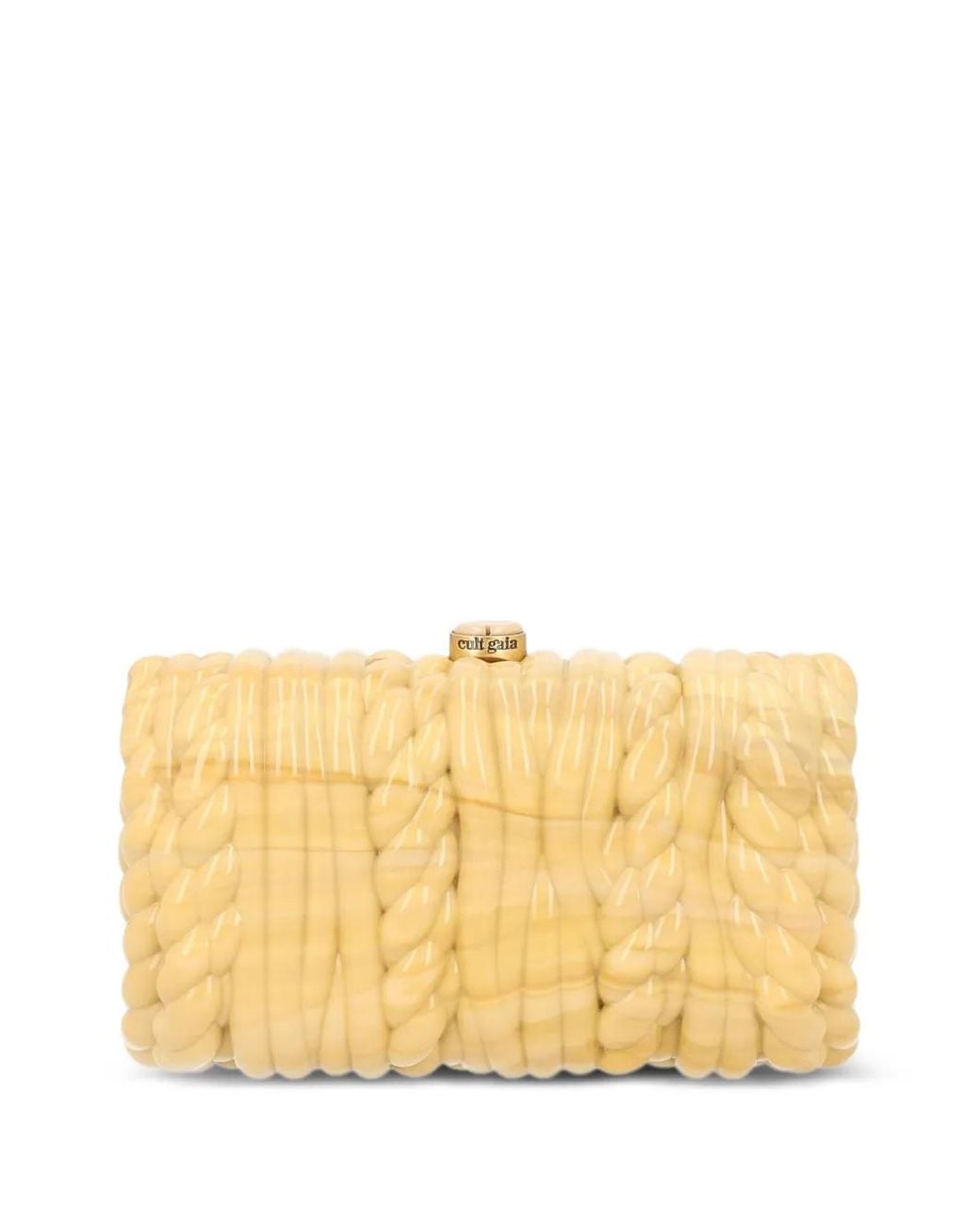 Cult Gaia Yellow Helene Cable-Knit Effect Clutch Bag