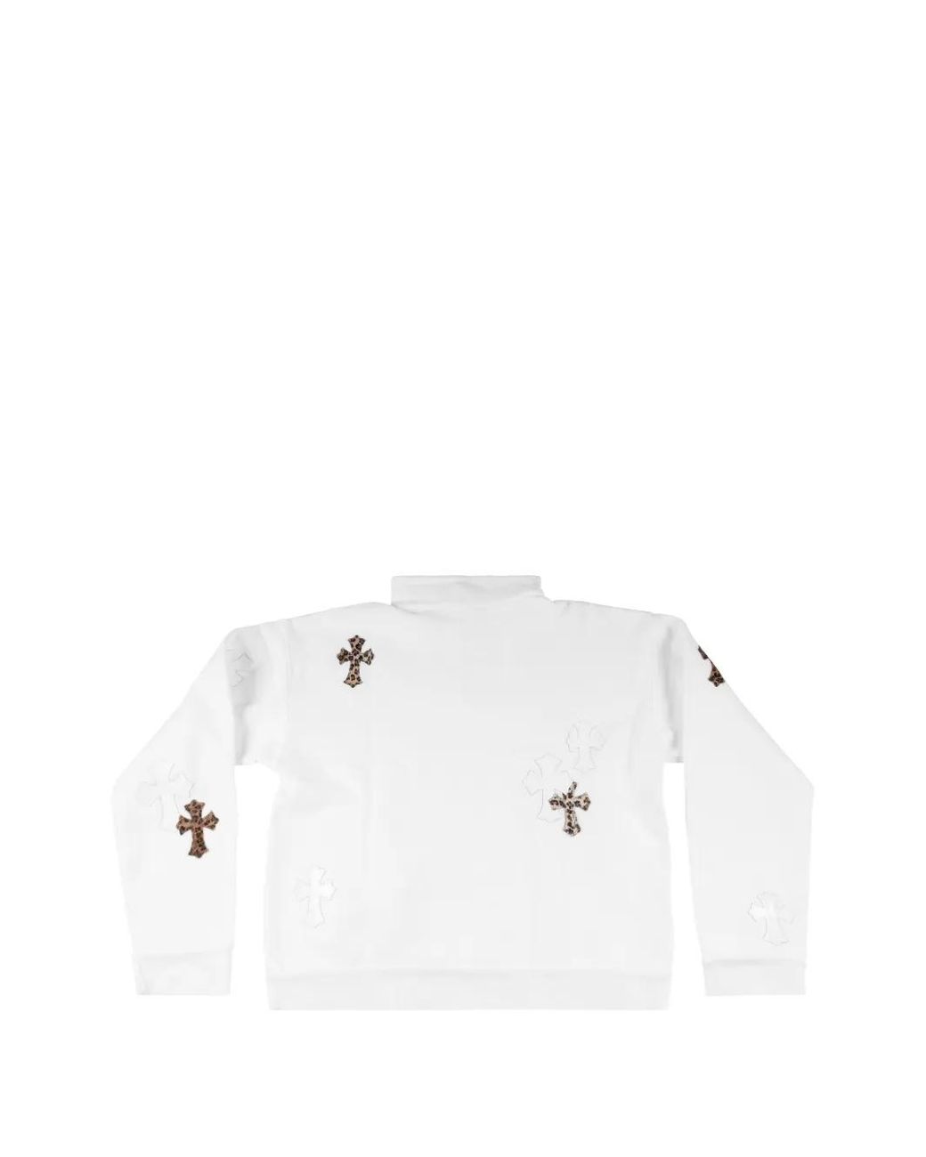 Chrome Hearts White Leopard-Print Cross Patch Sweatshirt for men