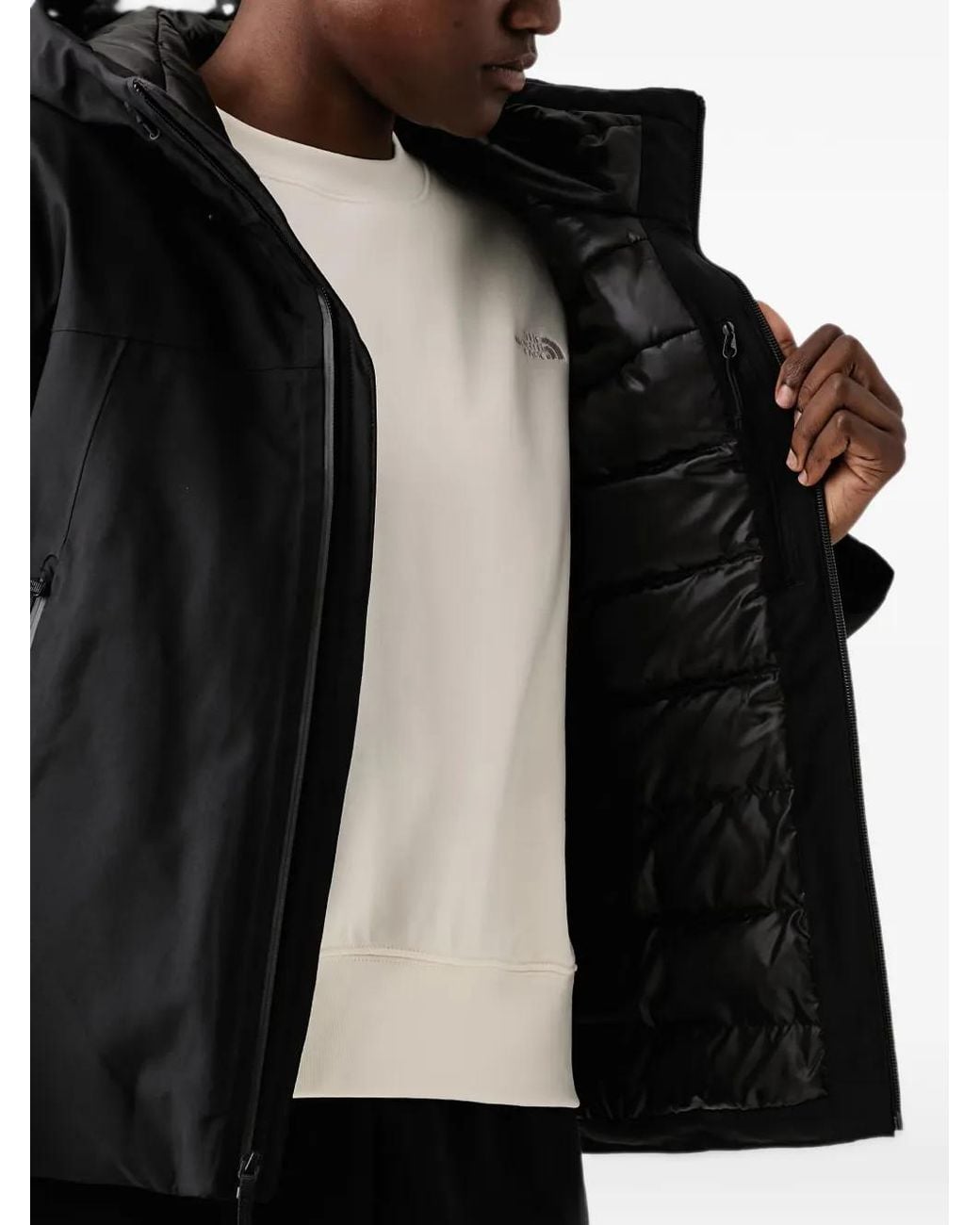 The North Face Black Hooded Logo-Embroidered Jacket