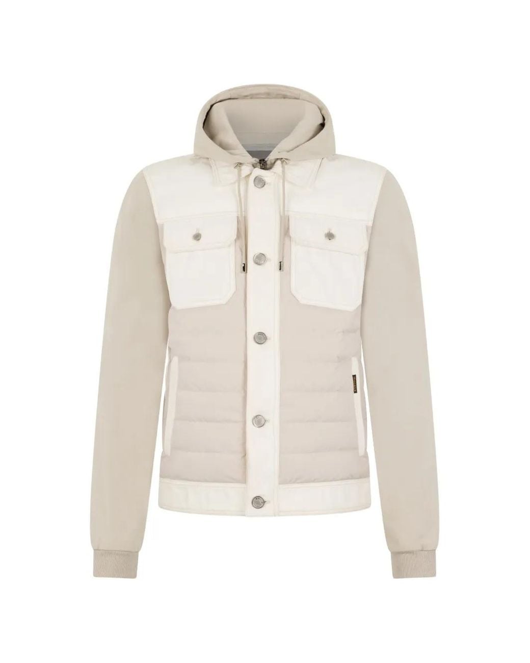 Moorer White Hooded Pocket Bomber Jacket for men
