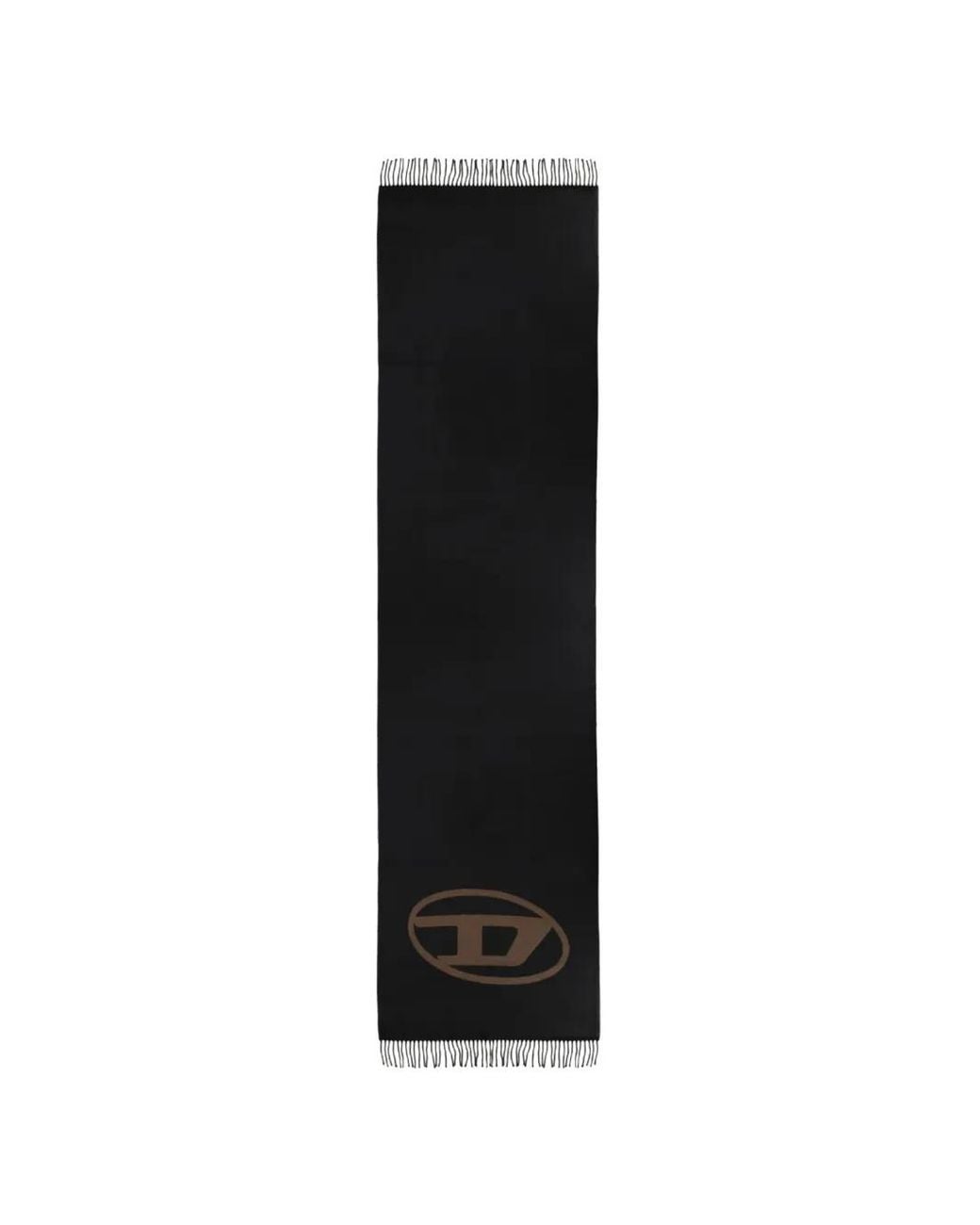 DIESEL Black Stevie Logo-Details Fringed Scarf for men