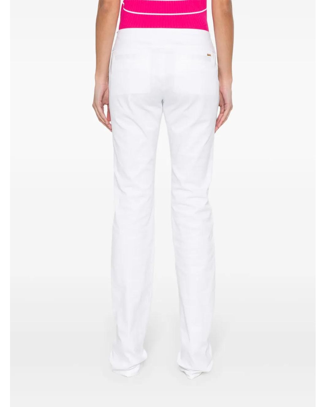 DSquared² White Sharpei Ring-Embellished Trousers
