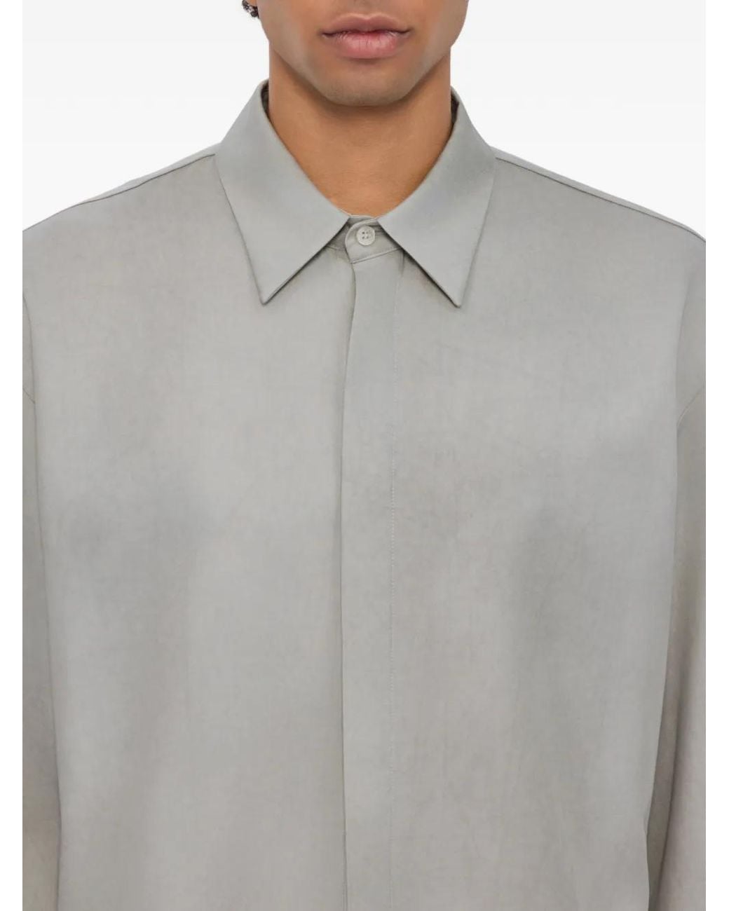 MSGM Gray Chemise À Boutonnière Sur Le Devant for men
