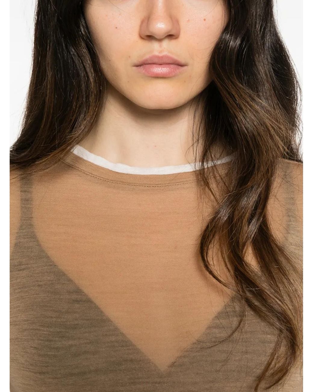 Semicouture Natural Sheer Layered-Effect Sweater