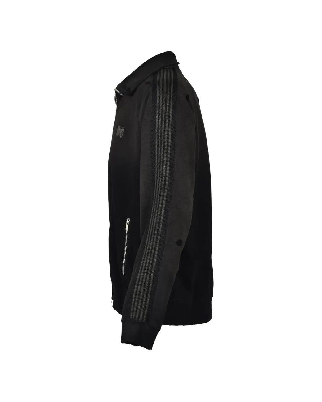 Needles Black Distressed-Effect Track Jacket for men