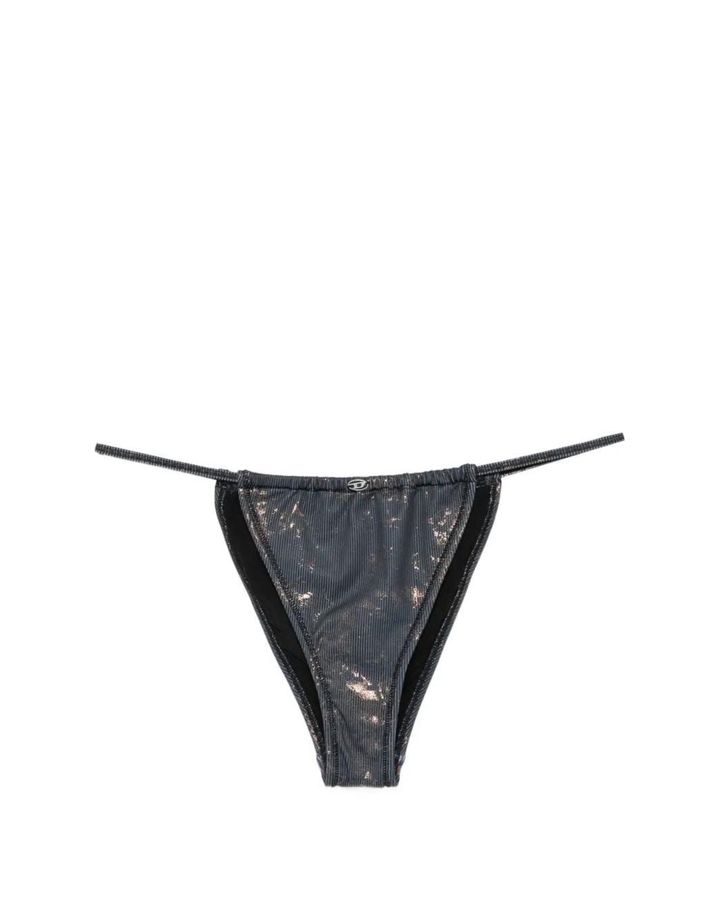 DIESEL Gray Jodie-Ultl Metallic-Effect Bikini Bottoms