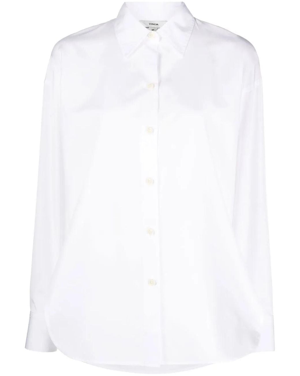Vince White Side-Slit Cotton Shirt