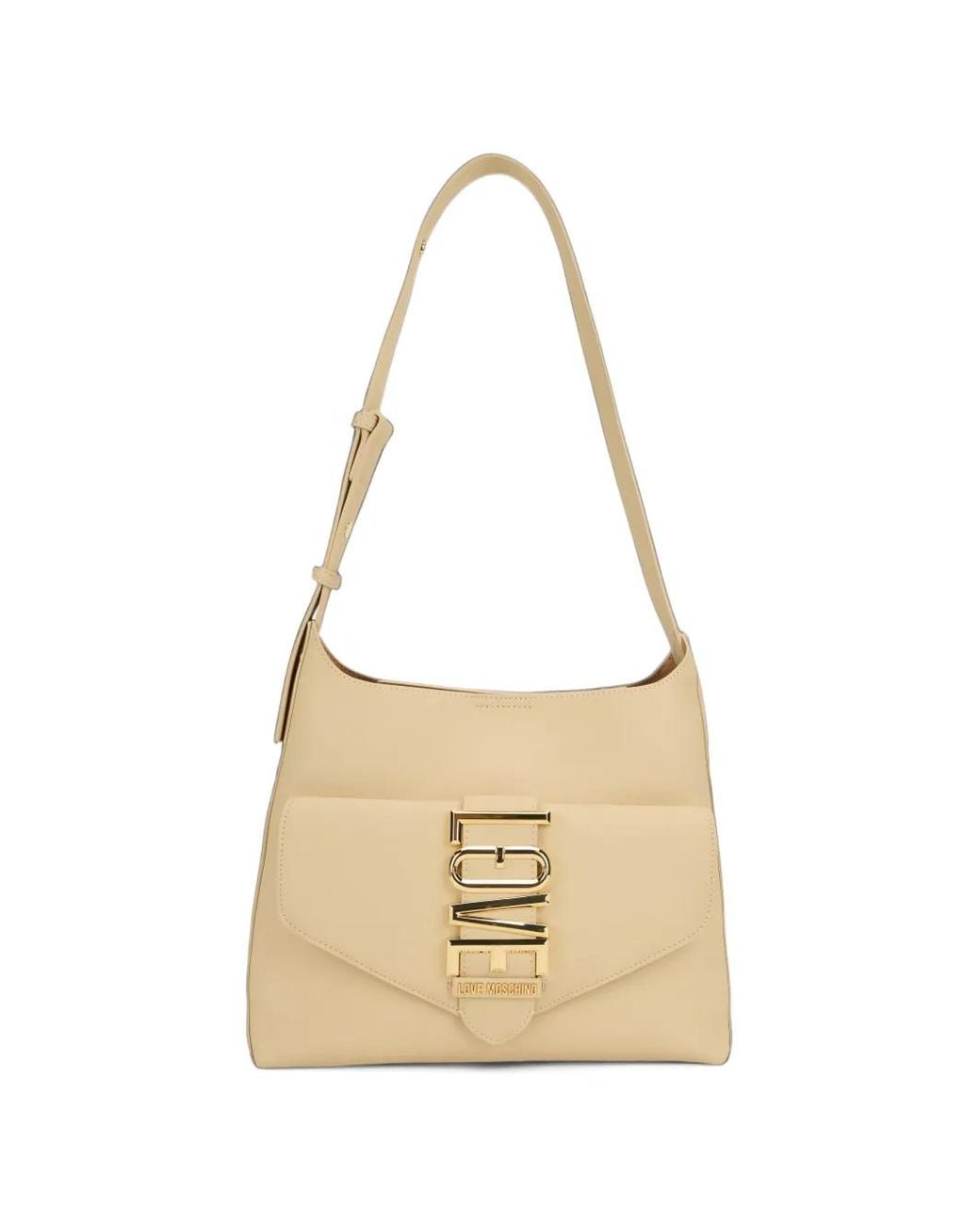 Love Moschino Natural Logo-Plaque Shoulder Bag
