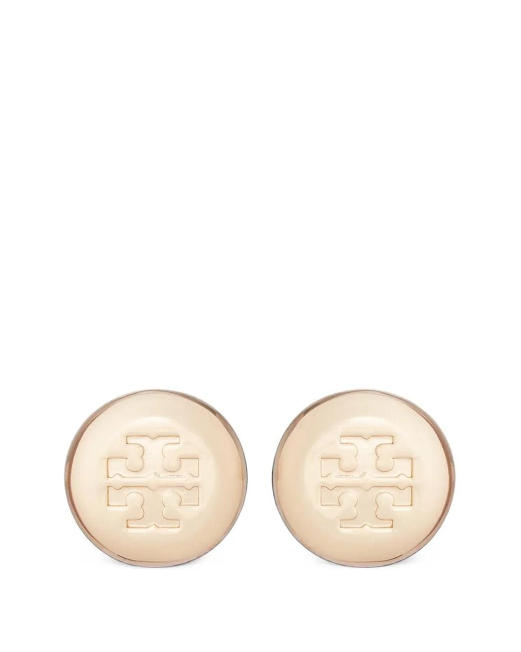 Tory Burch Natural Logo-Engraved Stud Earrings