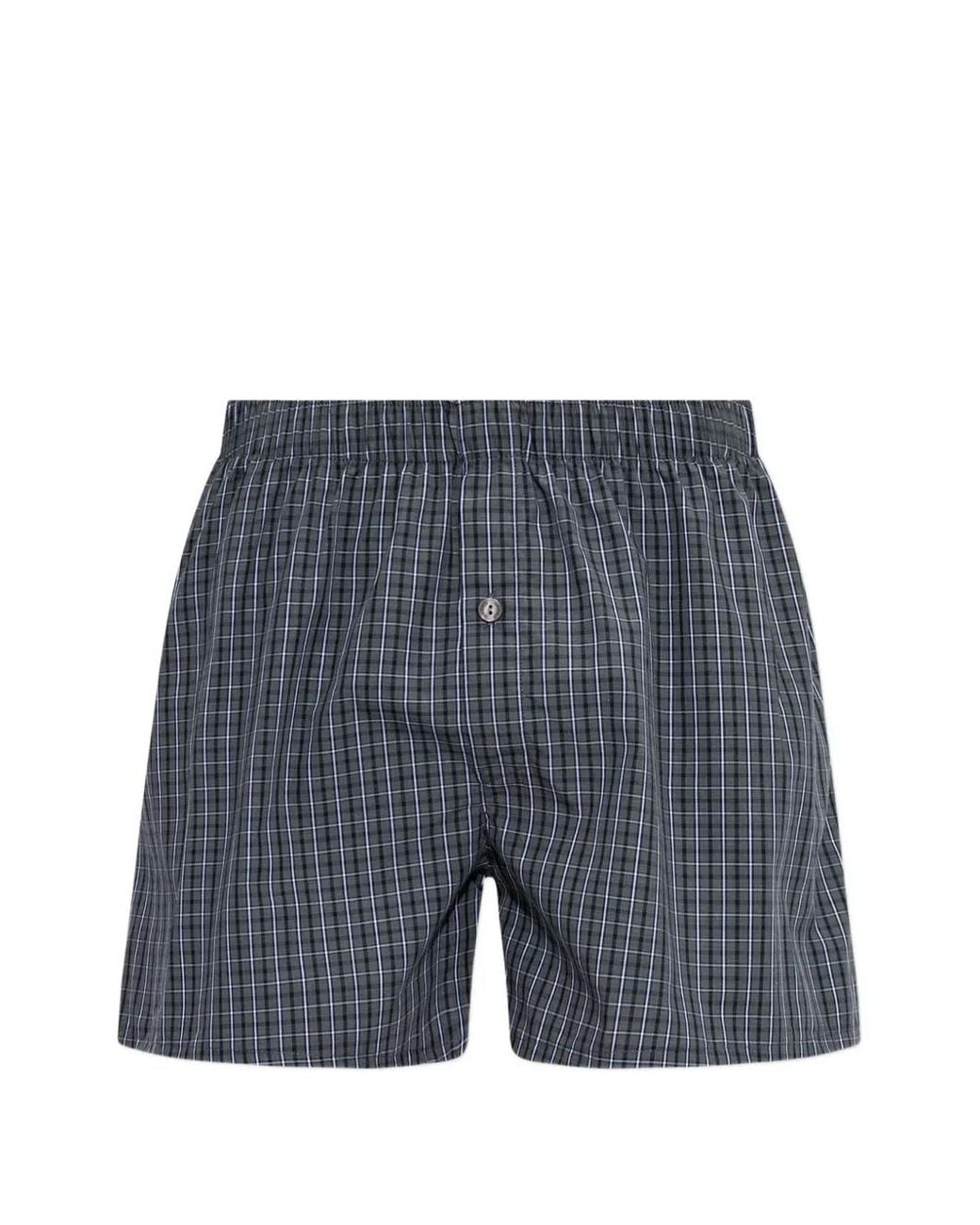 Hanro Blue Checked Cotton Boxers for men