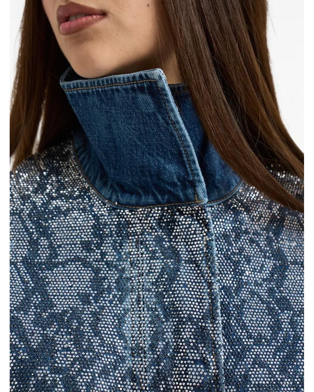 Liu Jo Blue Rhinestone-Embellished Snakeskin-Print Jacket