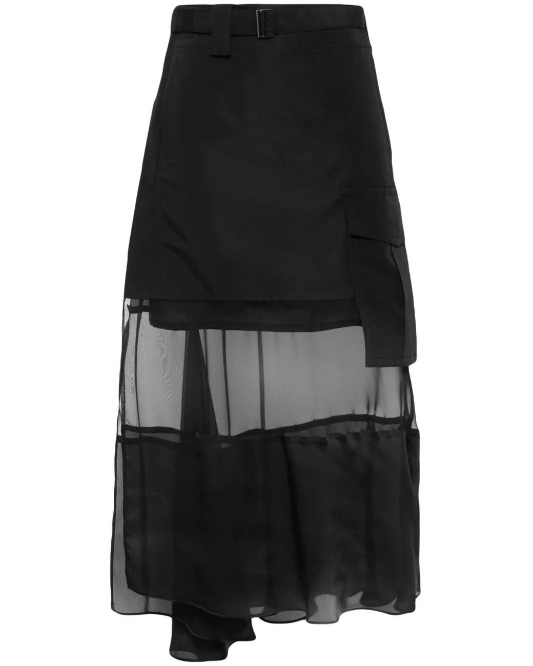Sacai Black Fabric Combo Skirt