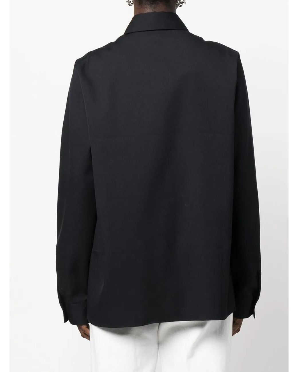 Jil Sander Black Long-Sleeve Virgin-Wool Shirt