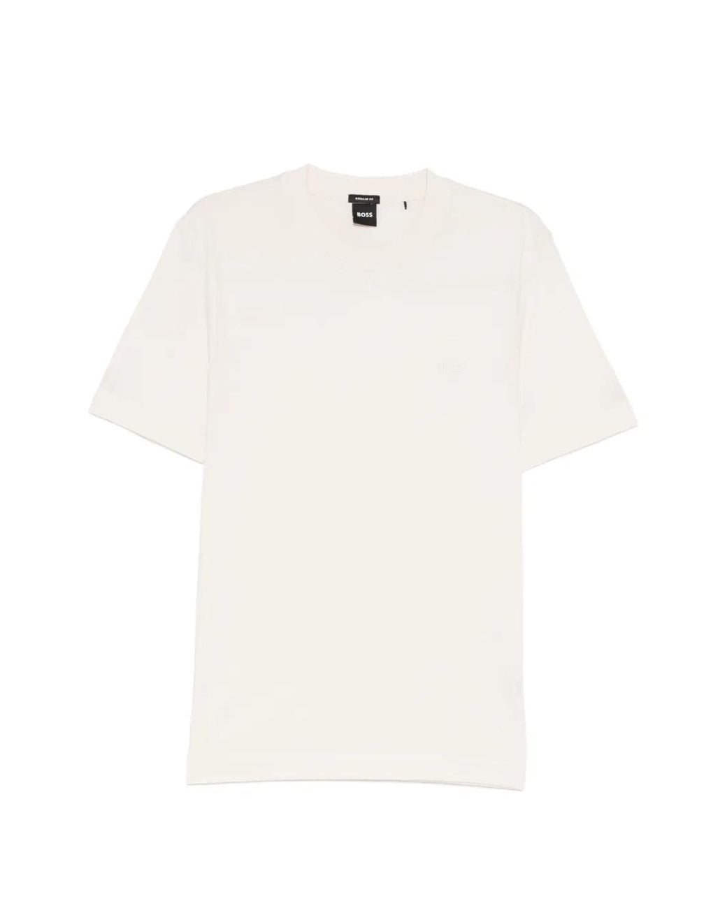 Boss White Logo-Embroidered T-Shirt for men
